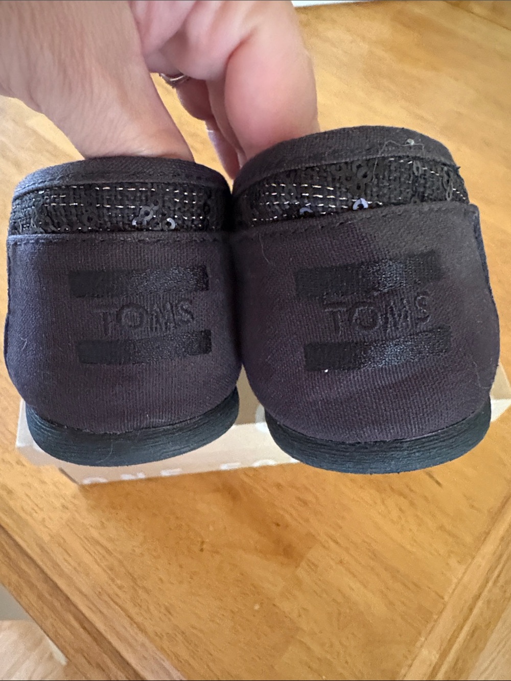 Toms Black Sequin Quilted Slip-On Flats - Picture 5 of 6